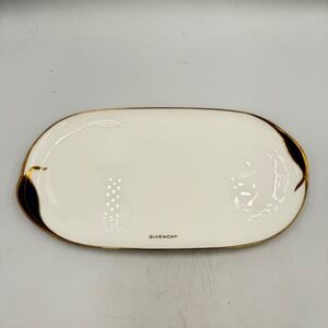 Givenchy Paris Bone China Yamaka Japan Gold Leaf Oval Tray Vintage